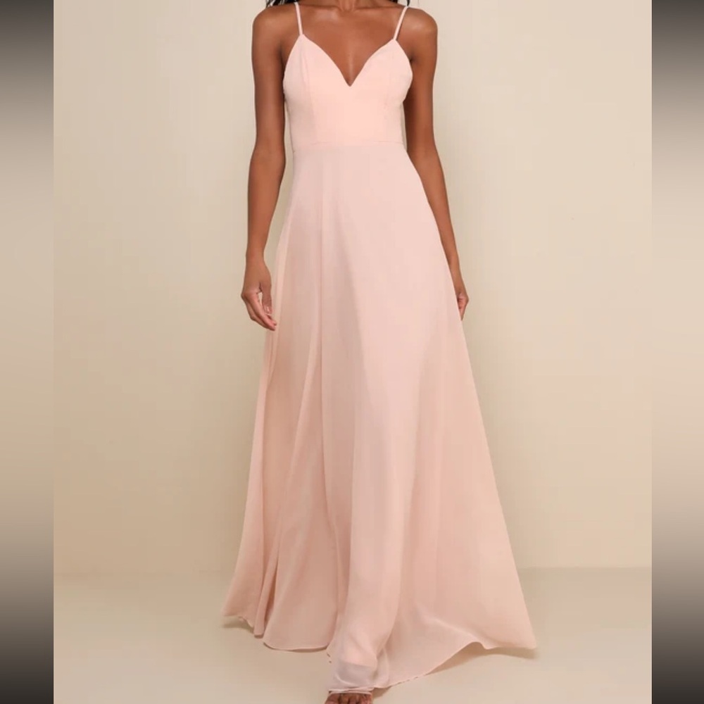 Romantic Ways Blush Pink Lace Button
Back Maxi Dress